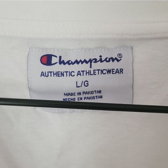 Champion Cropped Long Sleeve Crewneck in White & Gold Size Large - Picture 4 of 8